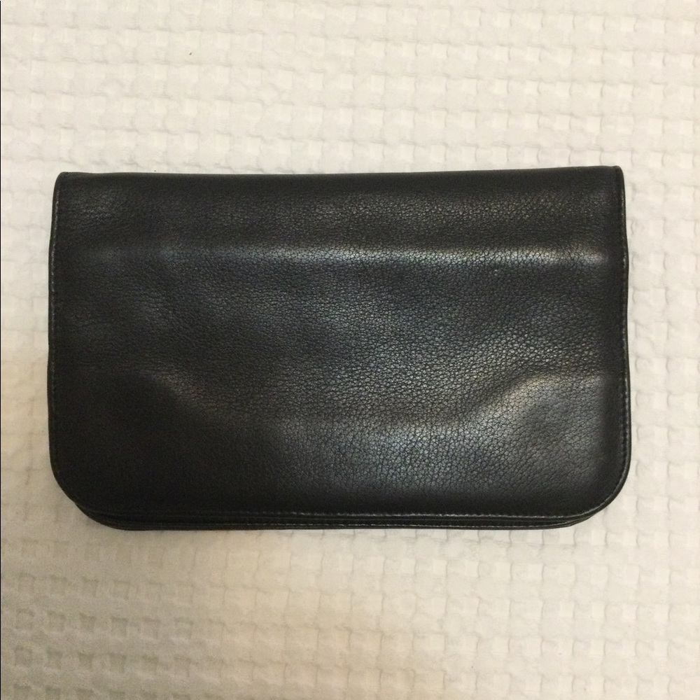 ✈️LEVENGER Black Leather Clutch Pouch w/ Dust Bag EUC